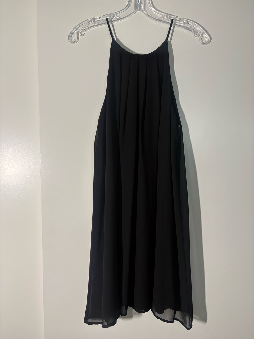 Silky Black Mini Cocktail Halter Top Slip Dress